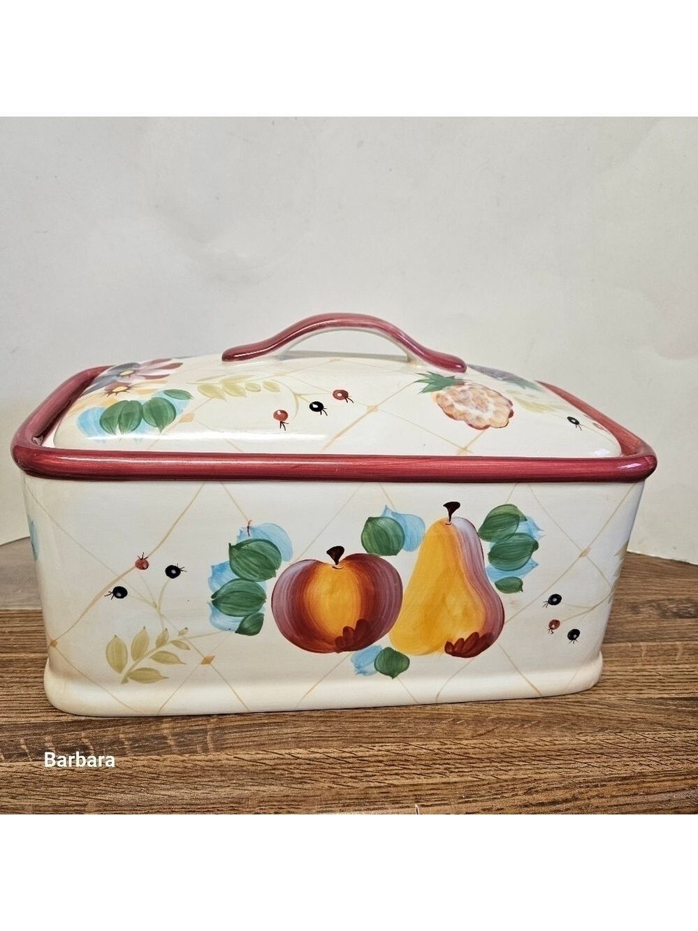 Vintage Heritage Mint "Gatherings" Ceramic Bread Box